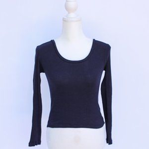 Forever 21 Ribbed Navy Crop Sweater